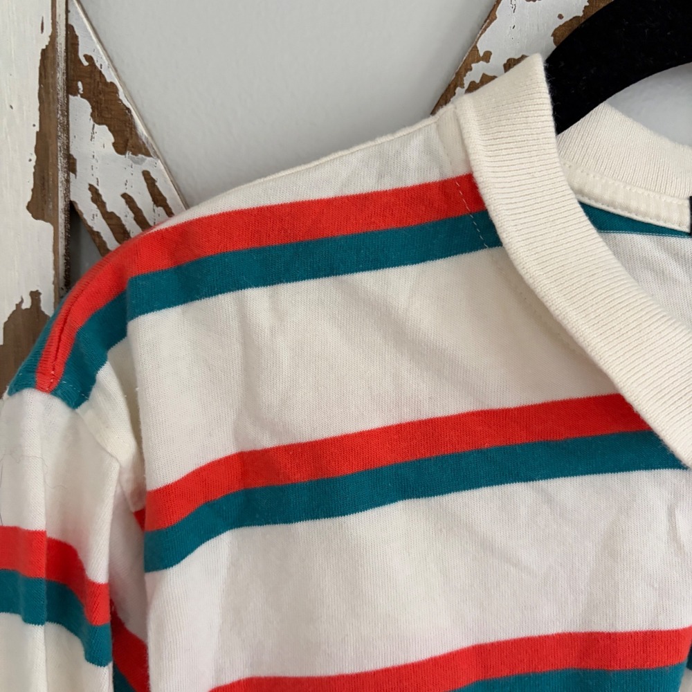 Obey Glenview Top striped long-sleeve cropped polo shirt size Large - Picture 5 of 8
